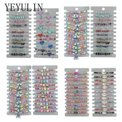 YEYULIN 12pcs/set Shell Colorful Beads Bracelet For Women Men Multi-style Clay Beaded Adjustable Rope Braided Bracelet Jewelry