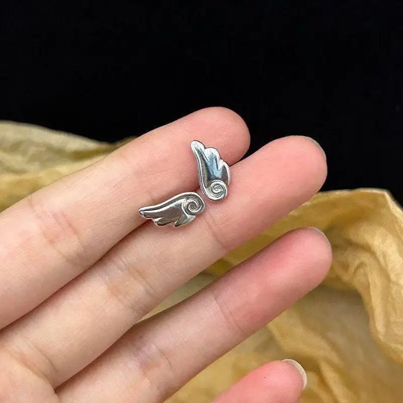 2/3Pcs Shiny Angle Wing Earrings Stackable Y2K Heart Ear Studs Ear Piercing Jewelry Gifts For Women Girls Punk Gothic Earings
