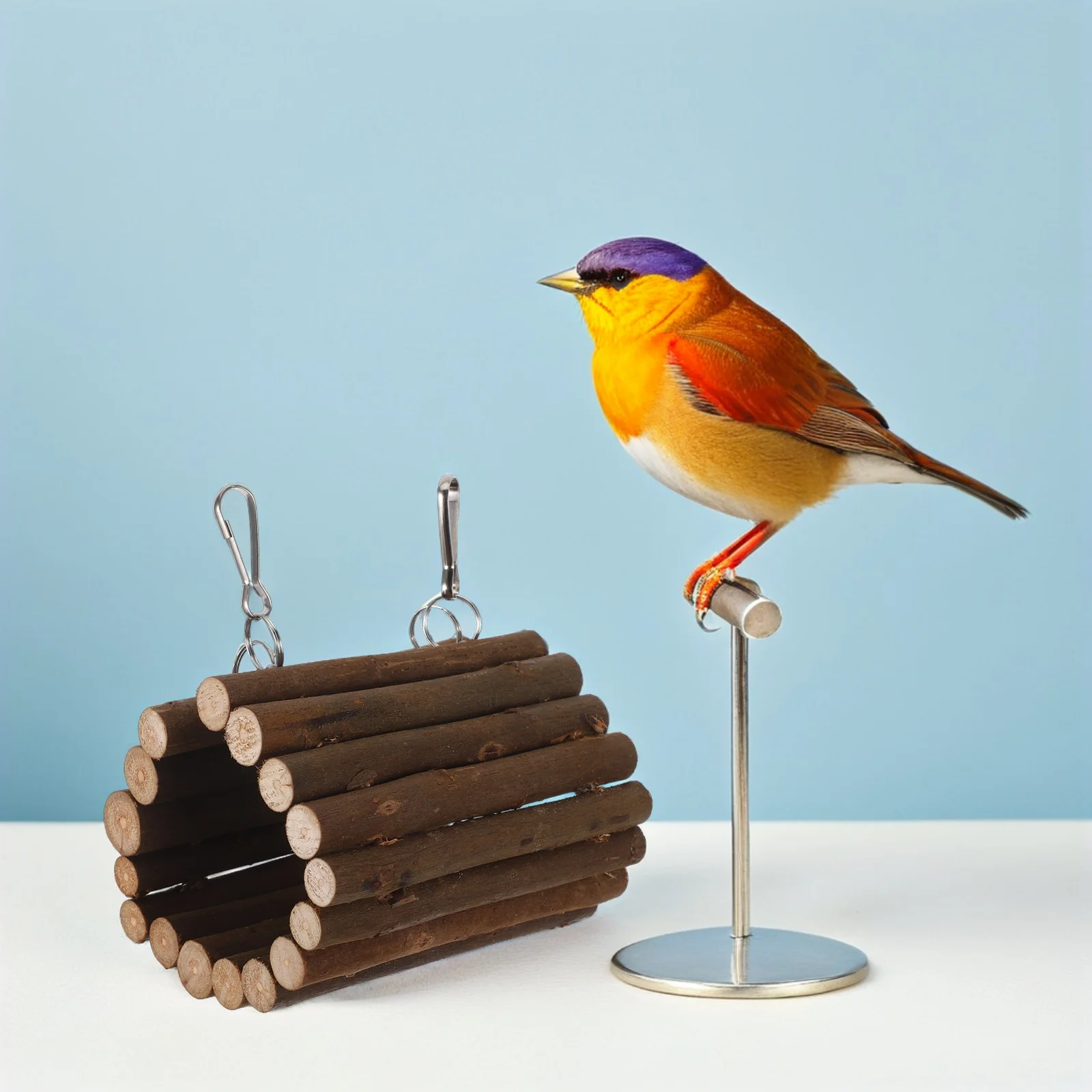 

Wooden Bird Tunnel Swing Hanging Hook Natural Parrot Chew Hammock Cage Climbing Swing Parrot Cage Accessories Natural Chew Toy