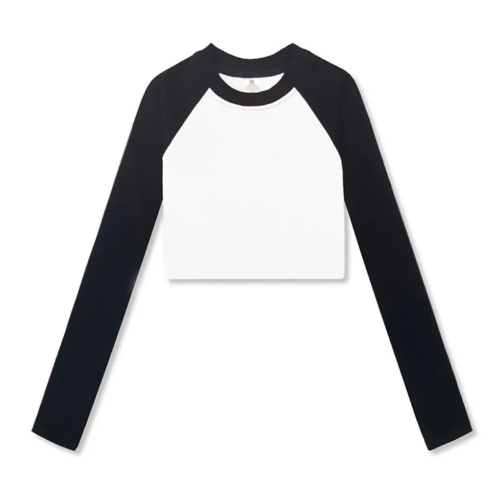 

Zhao Lusi Short Slim Raglan Long-Sleeved T-Shirt 220g Sexy Right Shoulder Top Same Trbottomy Bottoming Shirt for Women