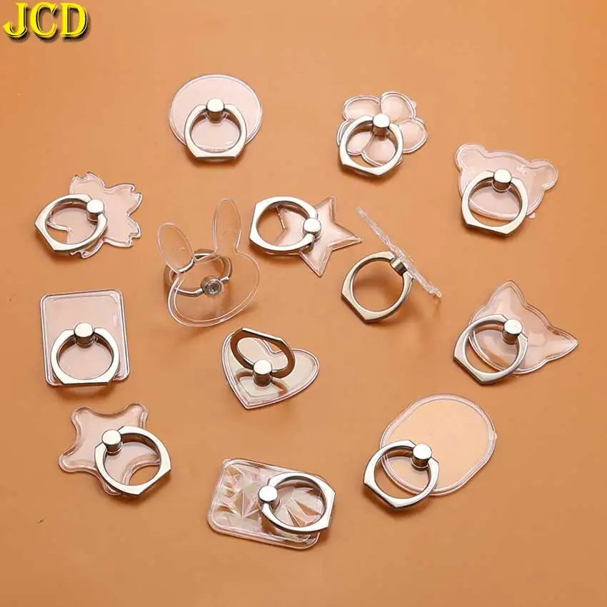 JCD 5pcs Universal Stent Mobile Phone Stand Finger Ring Magnetic For Smart Phone Transparent Crystal Holder For iPhone Samsung