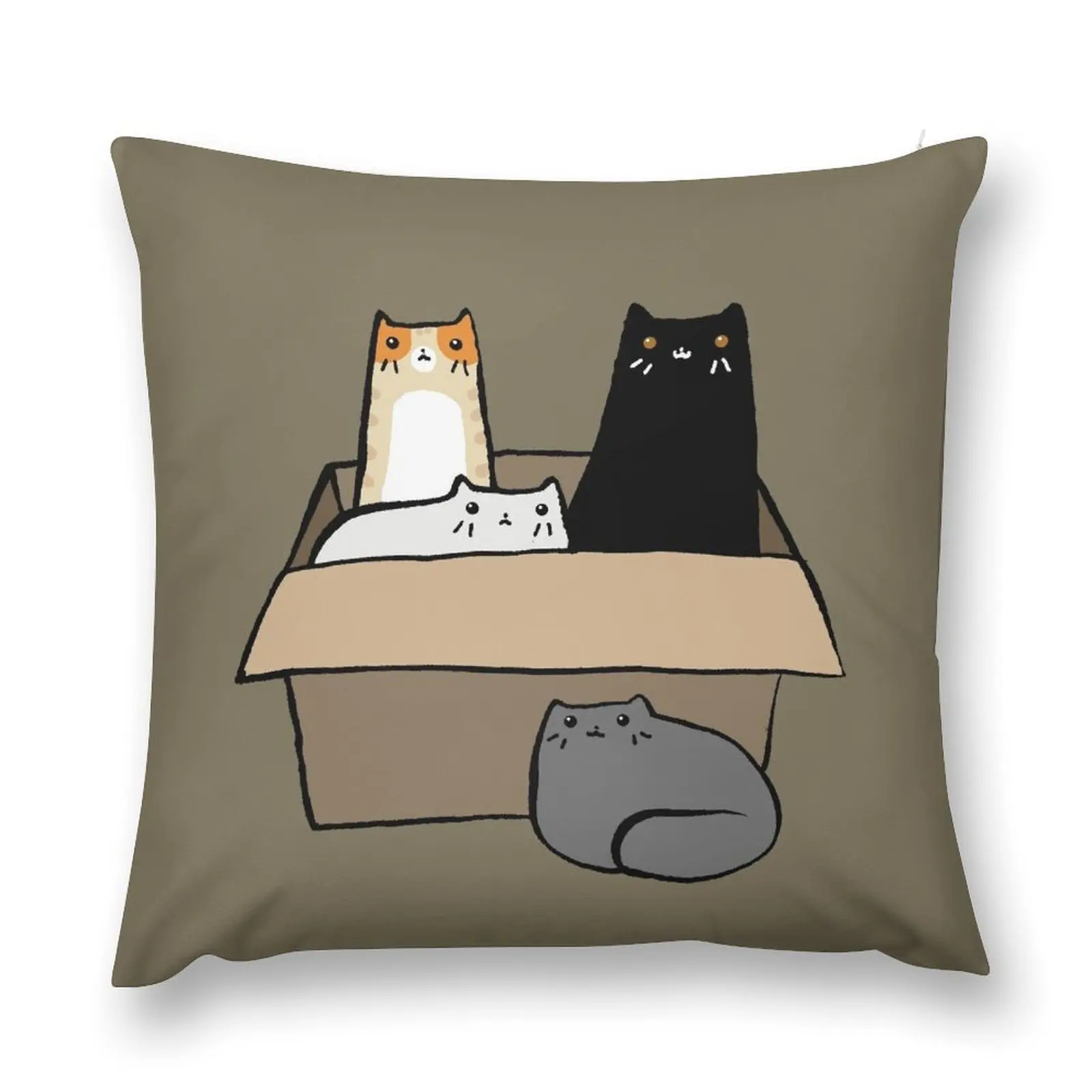 Cats in a Box Throw Pillow Cushion Covers For Living Room anime girl Christmas Cushion For Home Pillow Case pillow