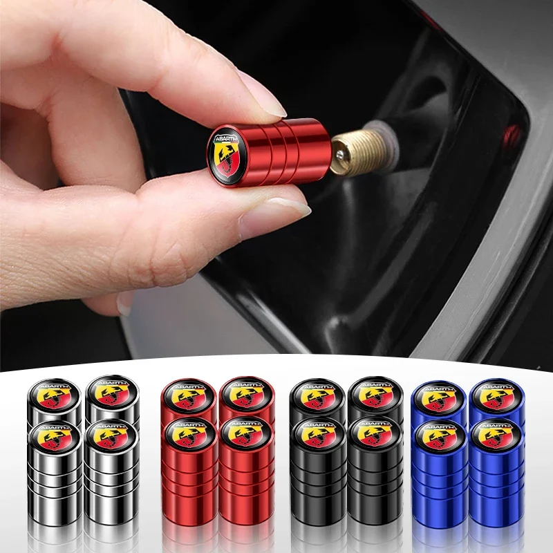 4 Uds. Tapas de válvula de neumático de rueda de coche cubiertas de vástago de aire para Fiat ABARTH 124 125 130 131 500 595 Esseesse 695 Punto Scorpion Accesorios