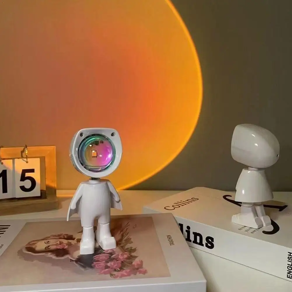 Astronaut Robot Rainbow Projection Sun Lamp Table Night Light Sunset Lamp Infinite Dimming Bedroom Atmosphere Light