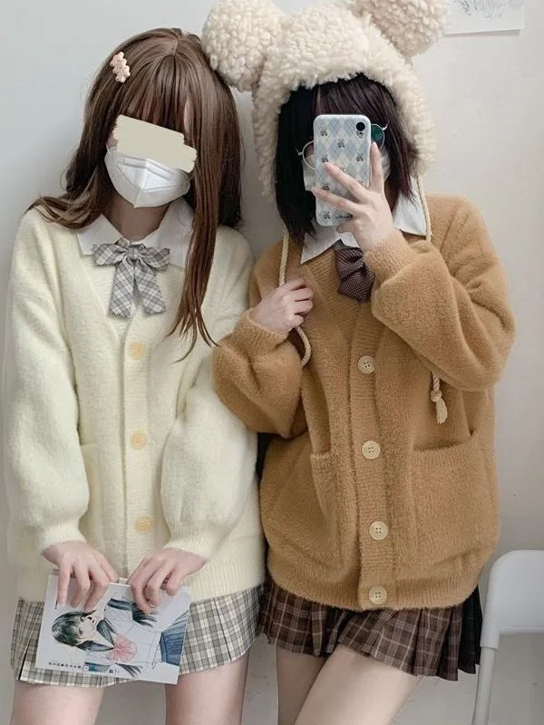 

Женский свободный вязаный свитер Thiened, пальто из искусственной норки, осень-зима, с v-образным вырезом, ультра или Sle, однотонное, для поездок на работу, мода