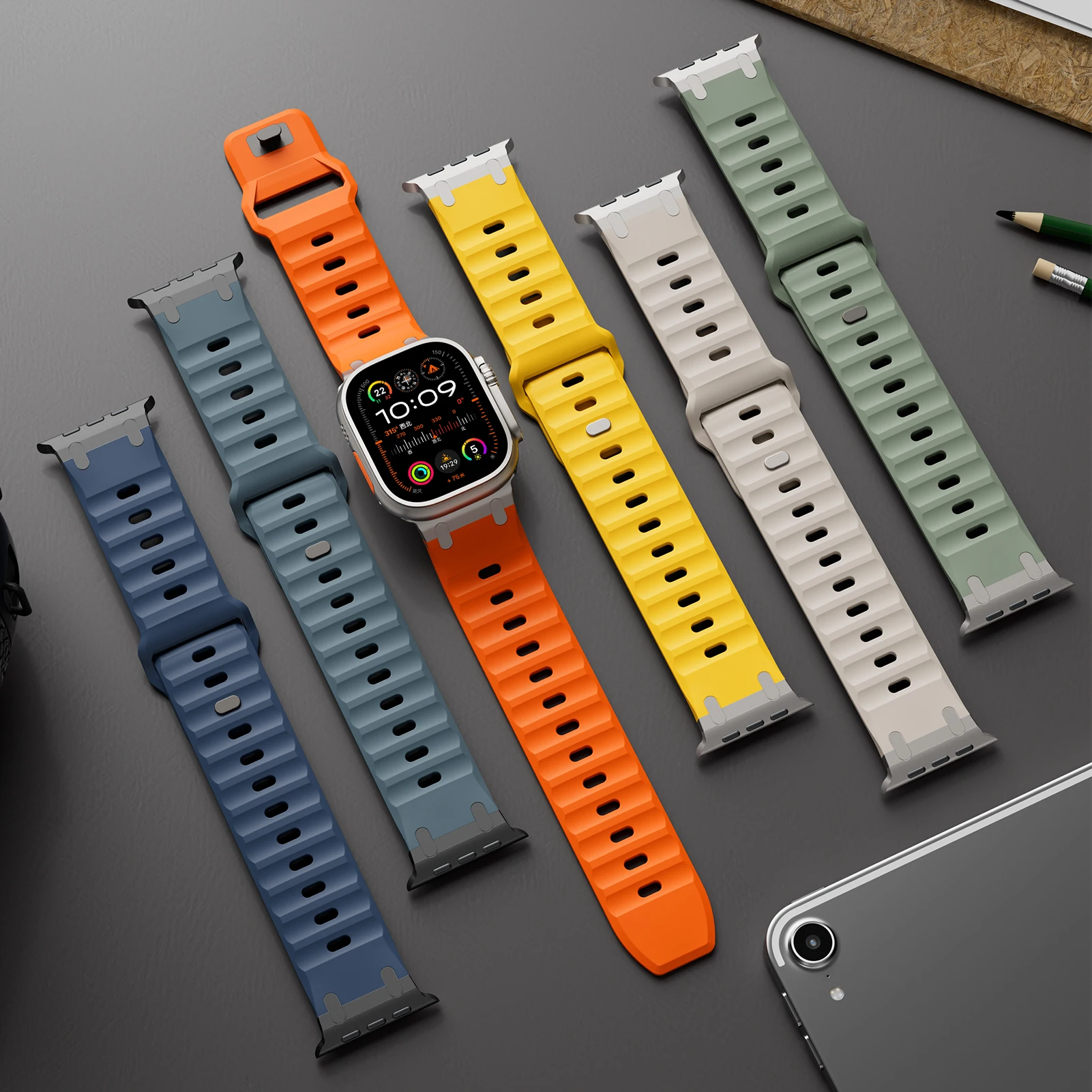 Sport Silicone Strap for Apple watch ultra 2 band 49mm Stainless Steel correa bracelet iwatch Series 9 8 7 6 5 SE 45mm 44mm 42mm