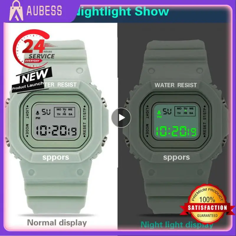 

Квадратные часы с функцией ночника, спортивные часы, водонепроницаемые и прочные, унисекс, водонепроницаемые часы, модные, универсальные