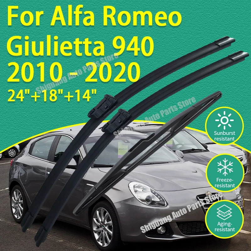 

Передние и задние силиконовые щетки стеклоочистителя для Alfa Romeo Giulietta 940 2010-2020: Аксессуары для автомобильных дворников и стеклоочистителей