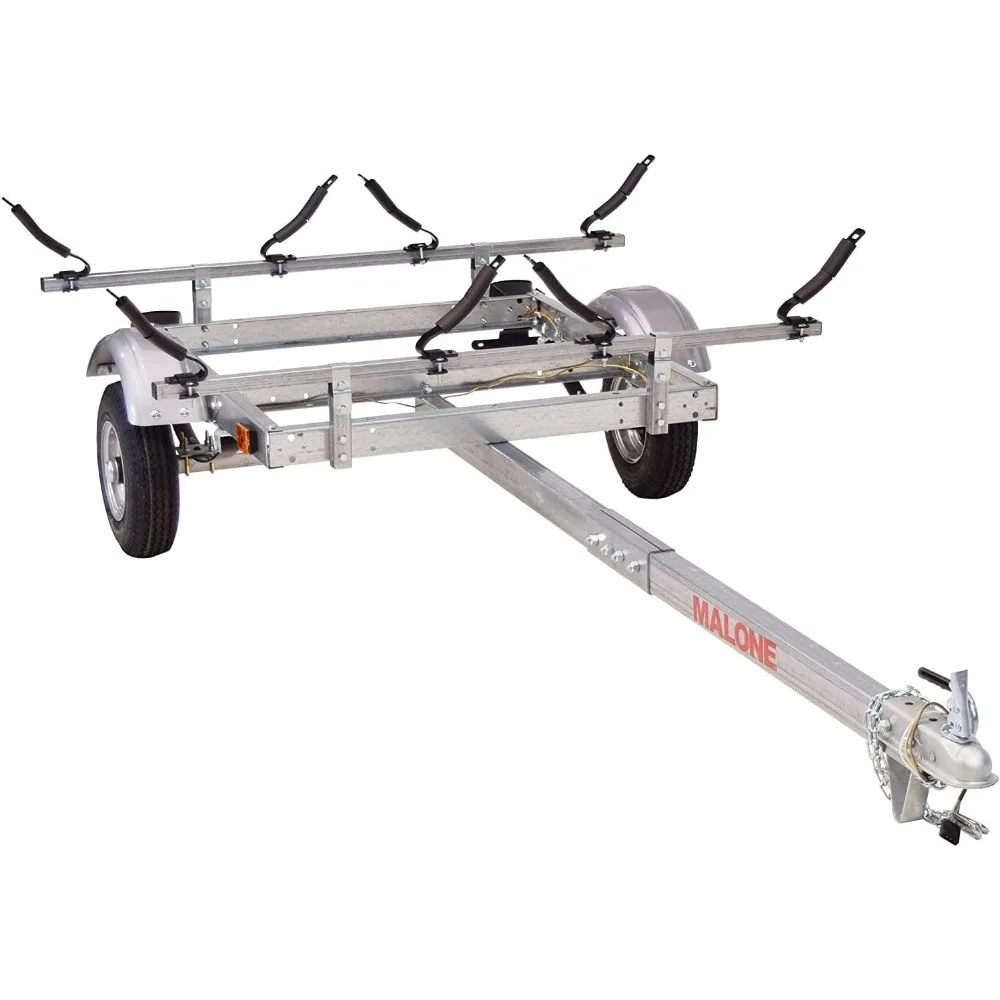 2 Kayak Trailer with 2 V-Rack Kayak Carriers | 14' / 400 lbs Capacity | Fully Submersible | Marine Grad