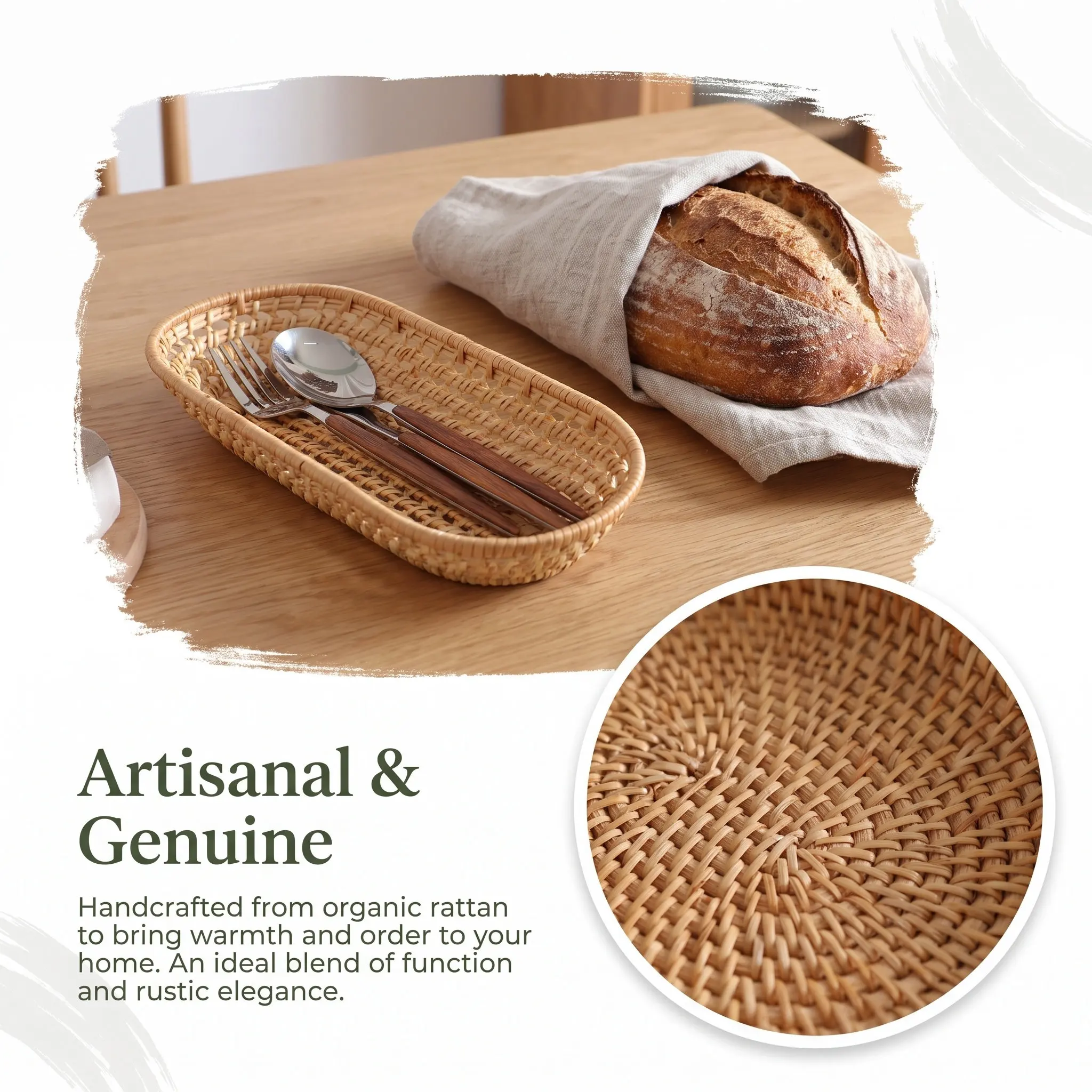 1Pcs Autumn Rattan Towel Tray Basket Premium Natural Woven Plate Dish Organizer Compostable Home Storage Basket for Towels