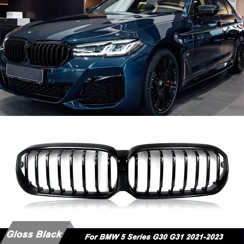 Glossy Black Front Bumper Kidney Grille Grill For BMW G30 G31 5 Series 2021-2023