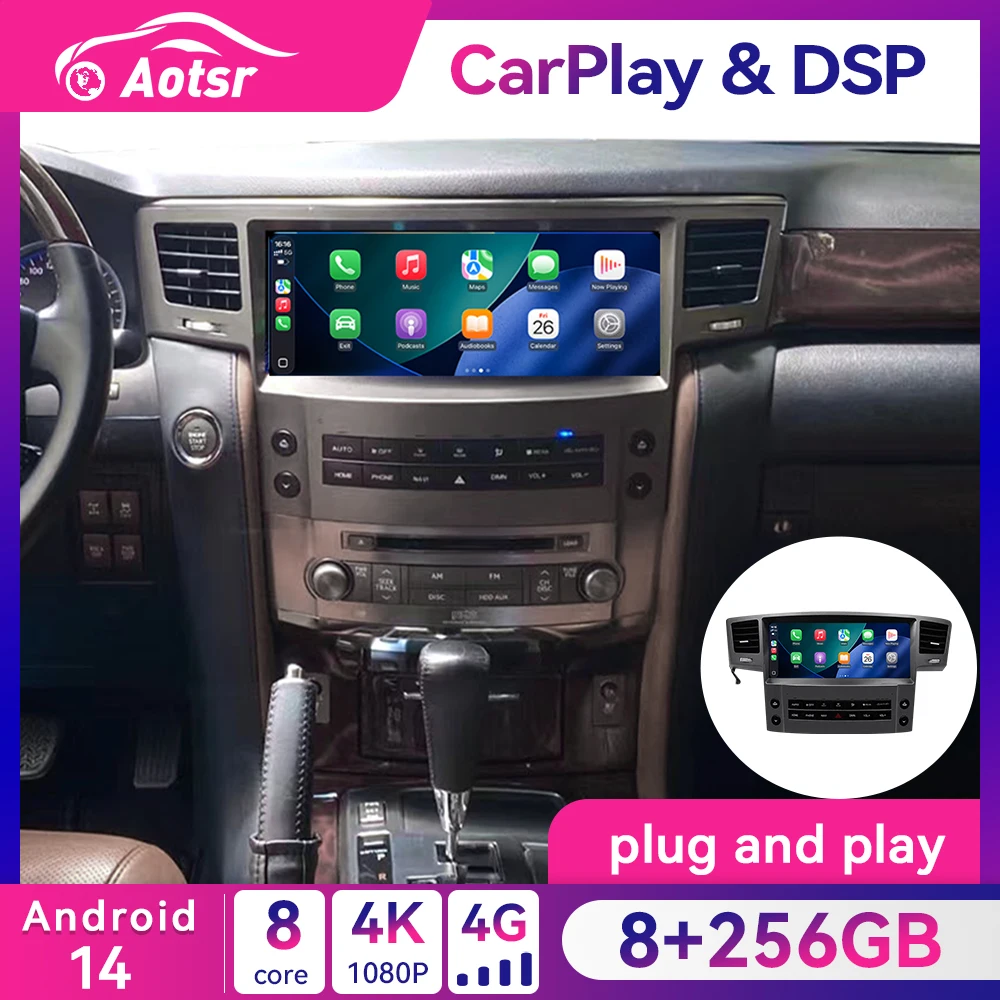 

12,3-дюймовый экран, 8+256 ГБ, Android 14.0, автомобильная GPS-навигация, стерео-радио для Lexus LX570 2007-2015, мультимедийный DSP-плеер, Carplay, головное устройство