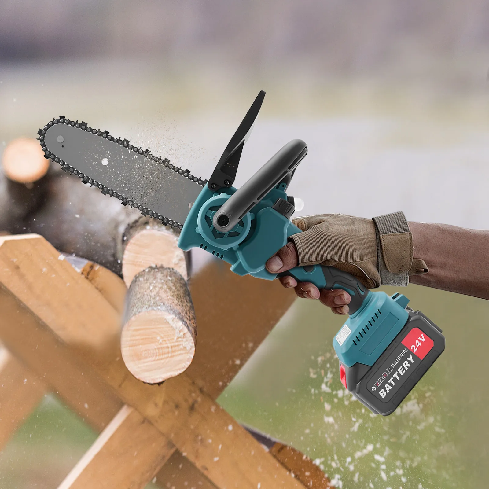 8-INCH RECHARGEABLE LITHIUM ELECTRIC SAW SET MINI CHAINSAW PORTABLE ONE-HANDED CHAIN SAW