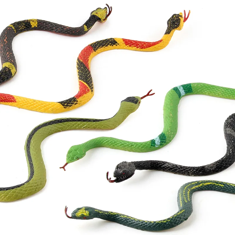 6pcs Fun Static Simulation Wild Snake Animal Models Toys Children Prank Toys Scary Toys Reptile Cobra Rattlesnake Ornament Gift