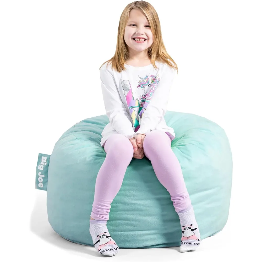 Fuf Small Foam Filled Bean Bag Chair, Turquoise Plush, Soft Polyester, 2 feet bean bag chair  chairs for bedroom