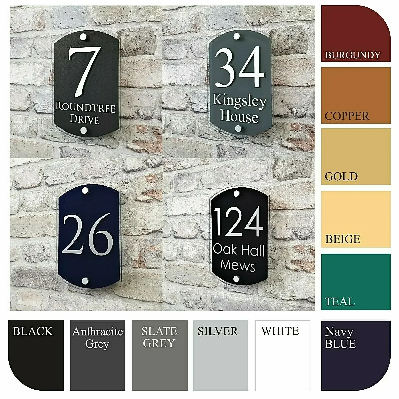 Customized Details Modern House Address Sign Door Number Plates Contemporary Property Name