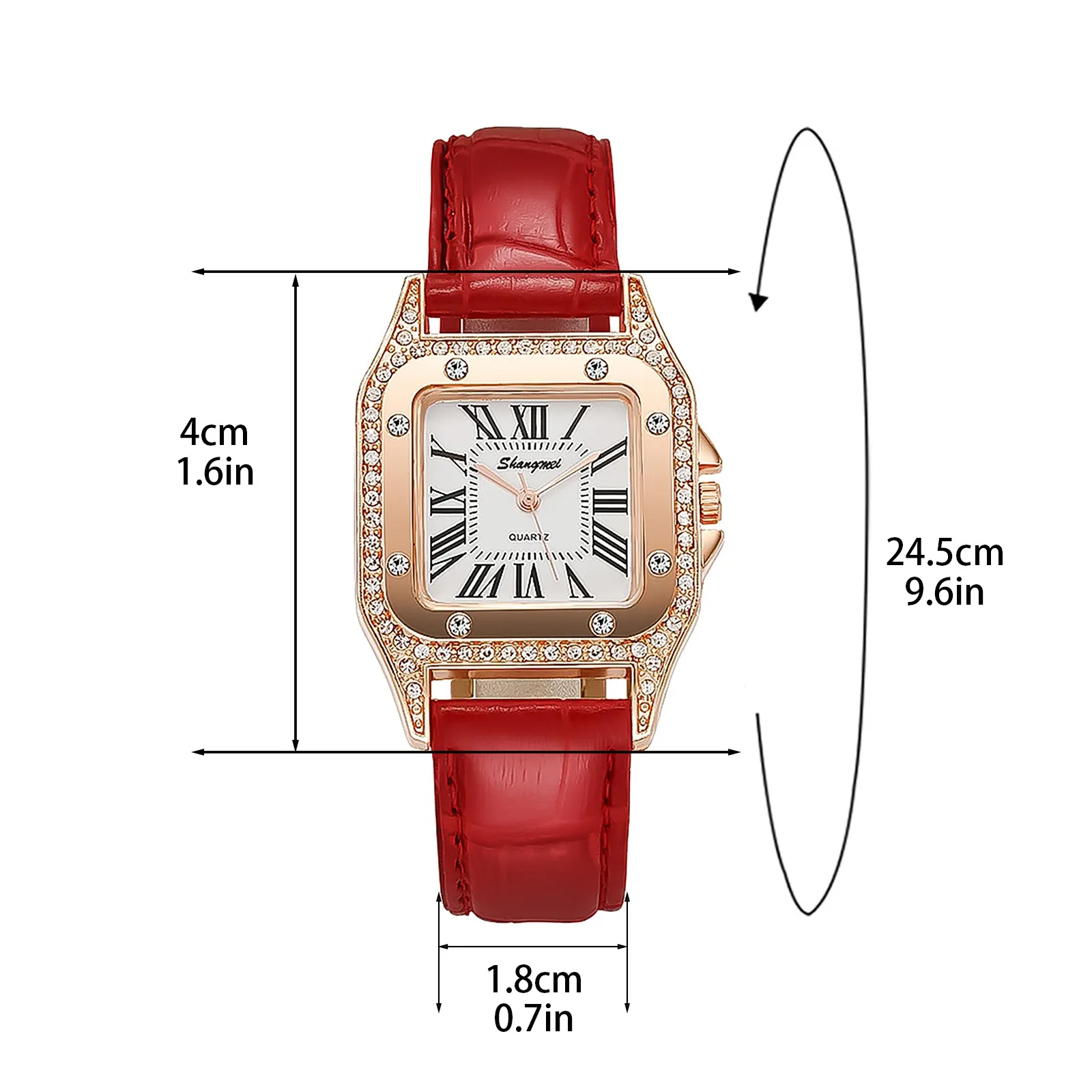 Relógio de pulso feminino Diamond Square Dial, relógio de quartzo feminino, pulseira de couro, relógios pulseira, relógio feminino