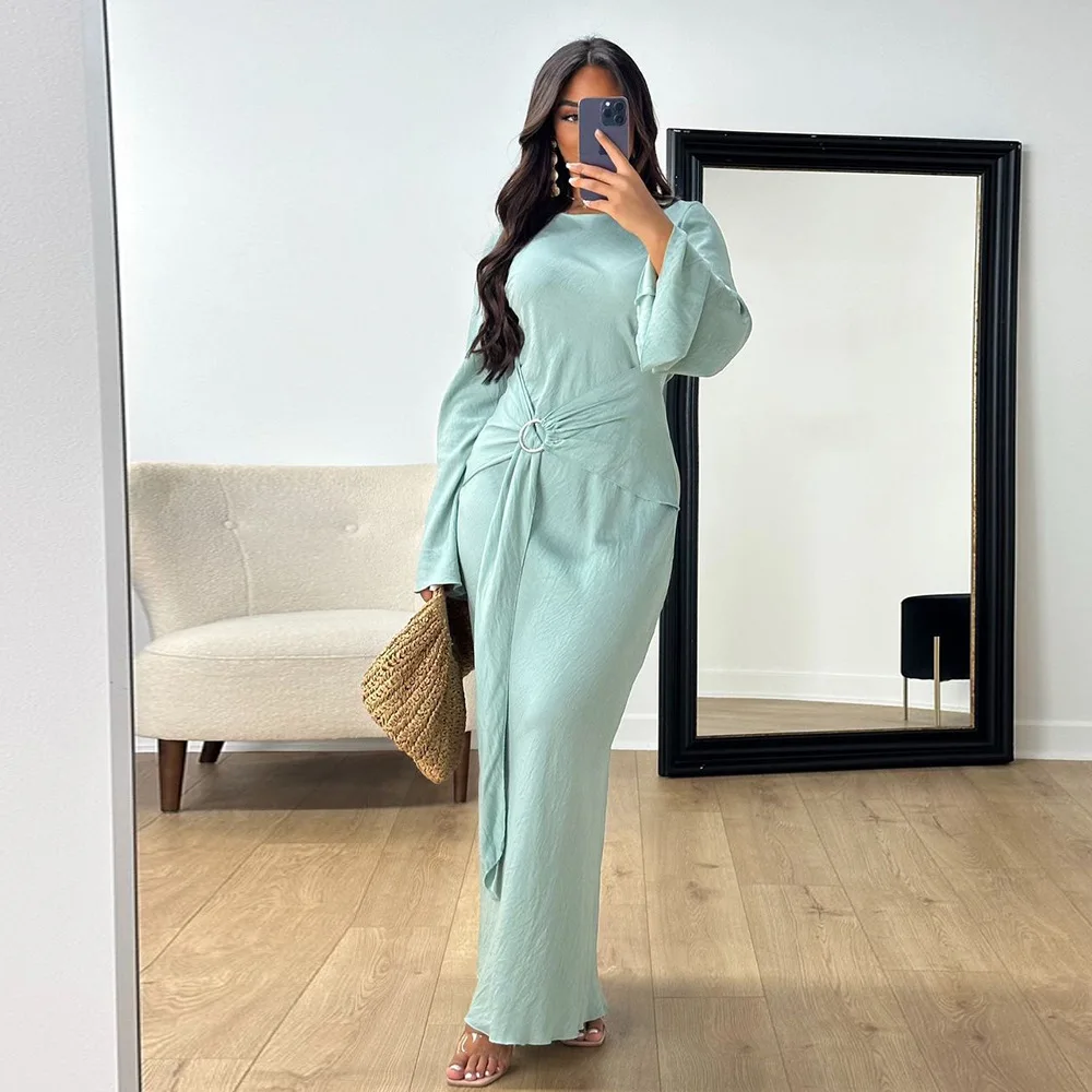 Ramadan Middle East Morocco Luxury Fashion Muslim Arab Ethnic Clothing Elegant Dress Solid Color Commuter Robe