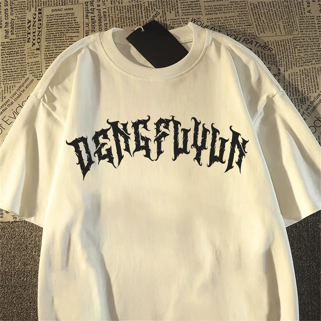 Herren Oversize-T-Shirt mit Totenkopf-Rosen-Print, Gothic-Streetwear, Kurzarm, lässiges Grafik-T-Shirt für den Sommer – Detail 3