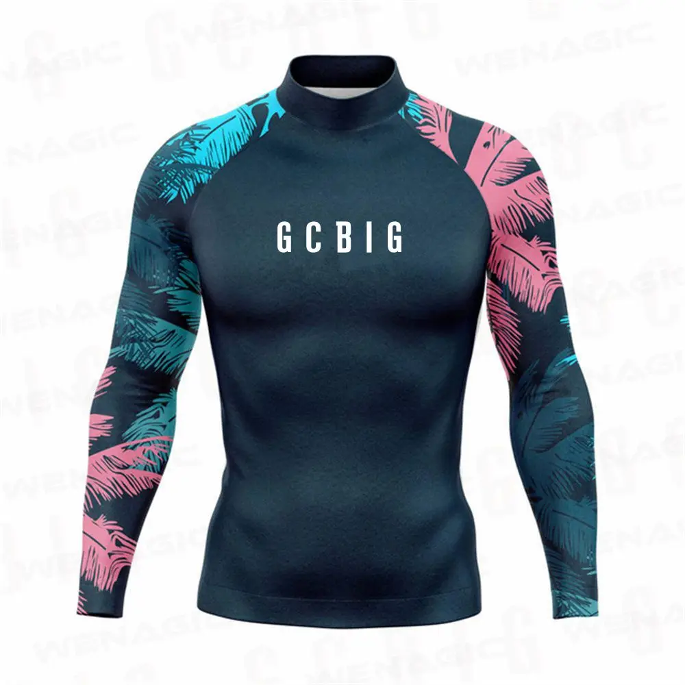 Męskie letnie ubrania do surfingu z długim rękawem Odzież UV SunSpanowanie Obcisła koszulka Rashguard Zestawy gimnastyczne Rash Guards Skórki