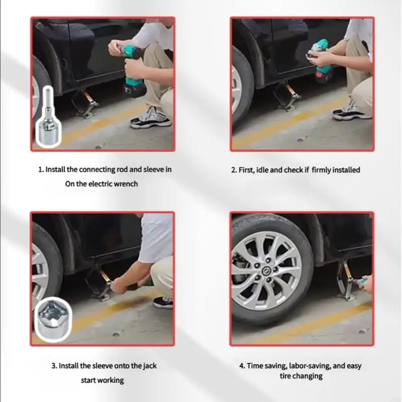 L9BE SCISSOR JACKS Adapter Praca z cali sześciokątnym kluczem uderzeniowym