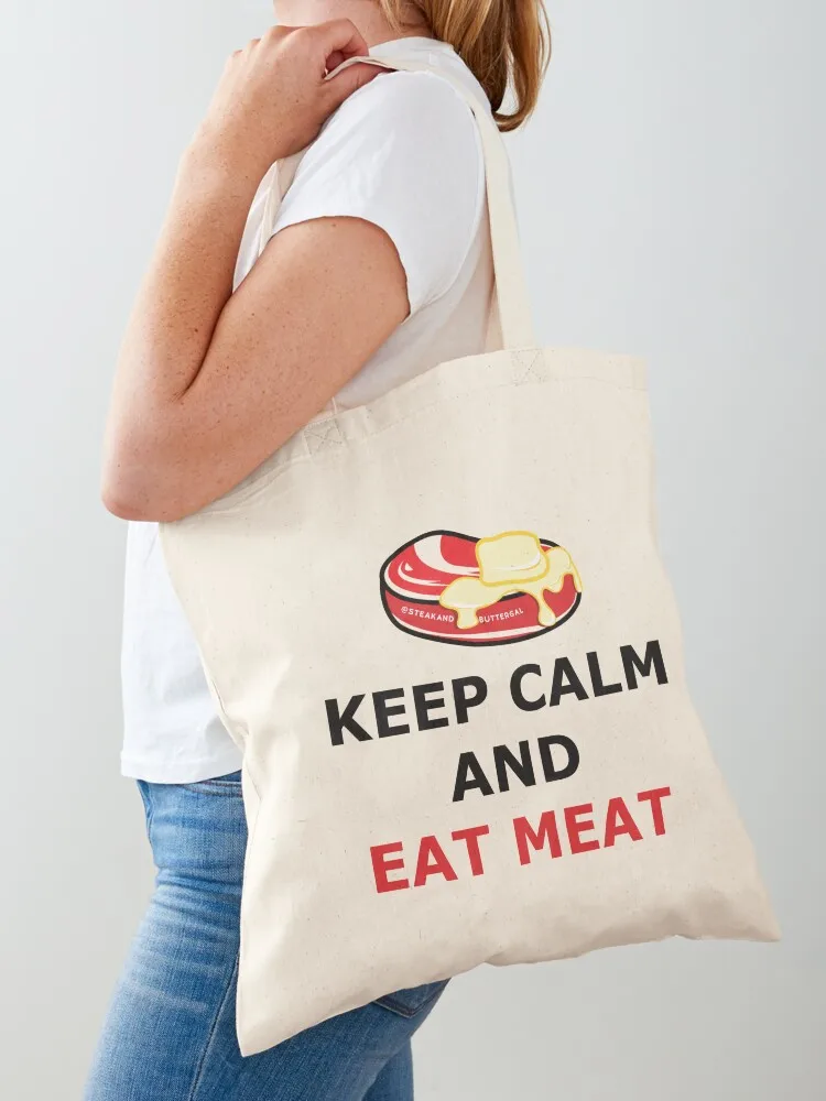 

Keep Calm Eat Meat Tote Bag Large bags for women tote bag canvas tote bags Big bag