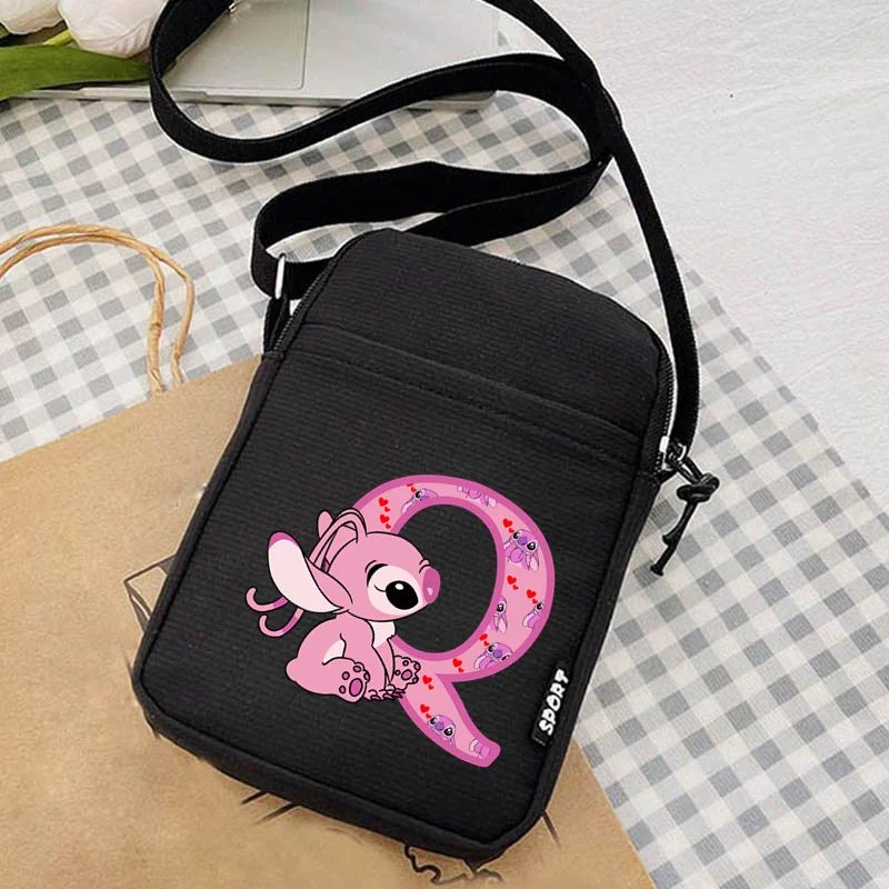 Bolso de hombro con estampado de Disney para mujer, Bolsa Escolar con 26 letras en inglés, estilo Kawaii, puntada de Ángel, ideal para estudiantes, ideal para teléfono móvil, A-Z