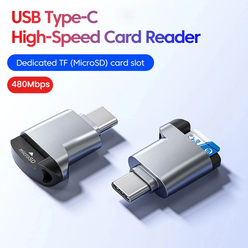 Type-C 2.0 Zinc Alloy TF Card Reader External Storage Stretch for Memory Stick USB C 2.0 For Iphone 17 16 Mini TF Card Reader