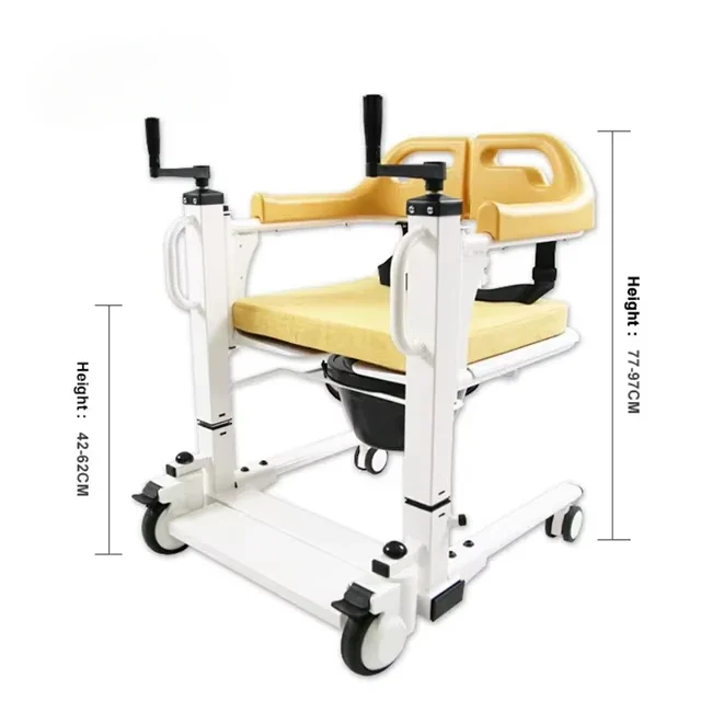 Home Care Health Equipment Metal Adjustable Lift Manual Transfer Chair for the elderly Care Patient with Disabled Toilet