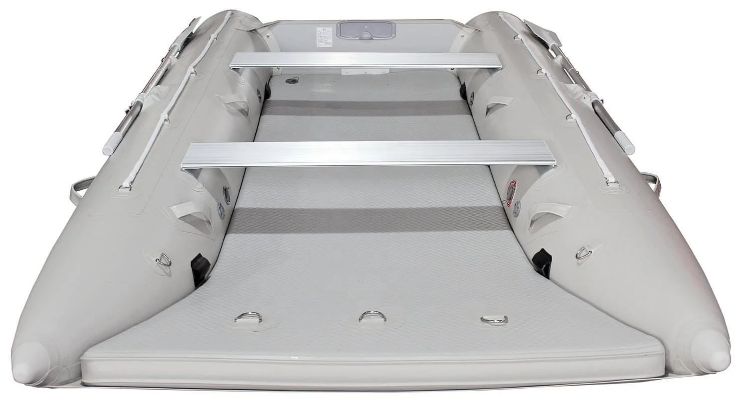 Truekit Style Factory Price 12ft 13ft 14ft High Speed 1.2mm PVC Folding Air Floor Inflatable Catamaran Fishing Boat Drifting 4