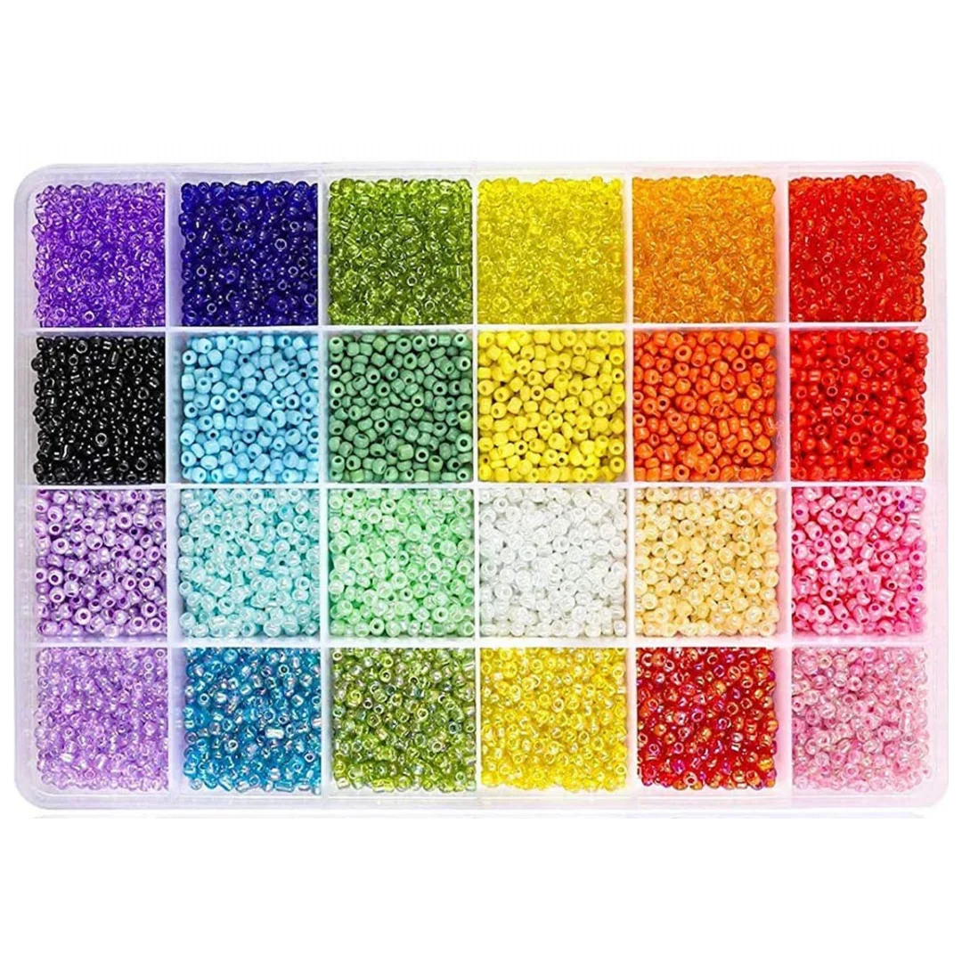 24 Vibrant 3mm Glass Rice Beads for DIY Bracelets & Jewelry