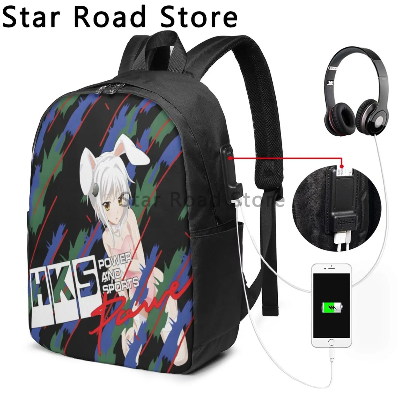 HKS JDM Vintage Cool Backpack High School Business Power and Sportser Performance Turbo Logo Plecak na co dzień dla mężczyzn i kobiet Torby płócienne