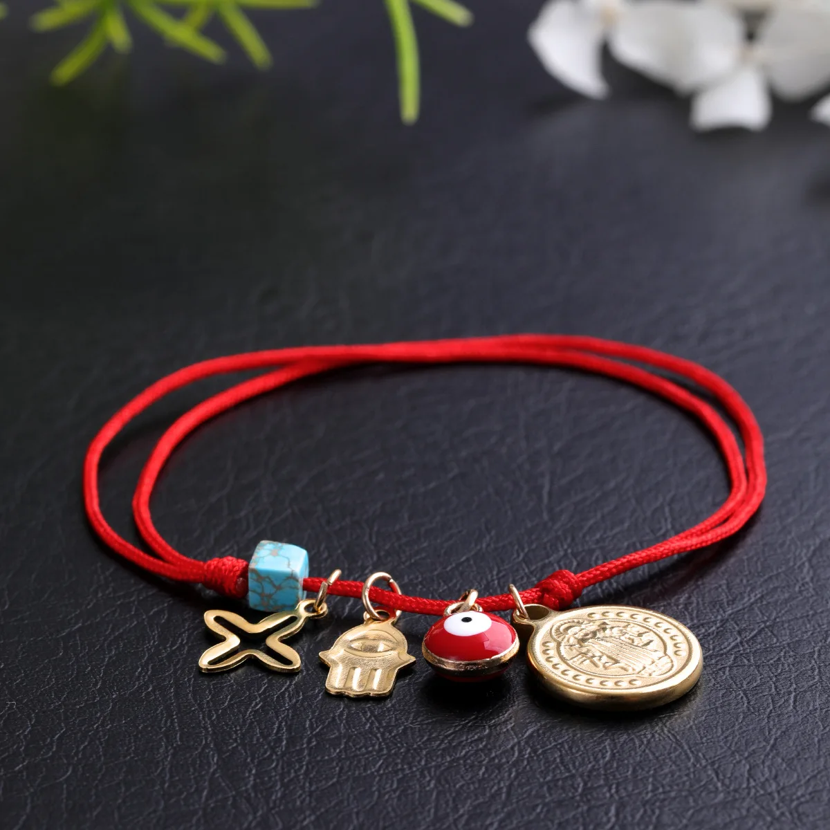 

10 Pieces Red Cotton Chain Lucky Jewelry Bracelet Multi Charms Bohemia Lovely Jewelry Gift