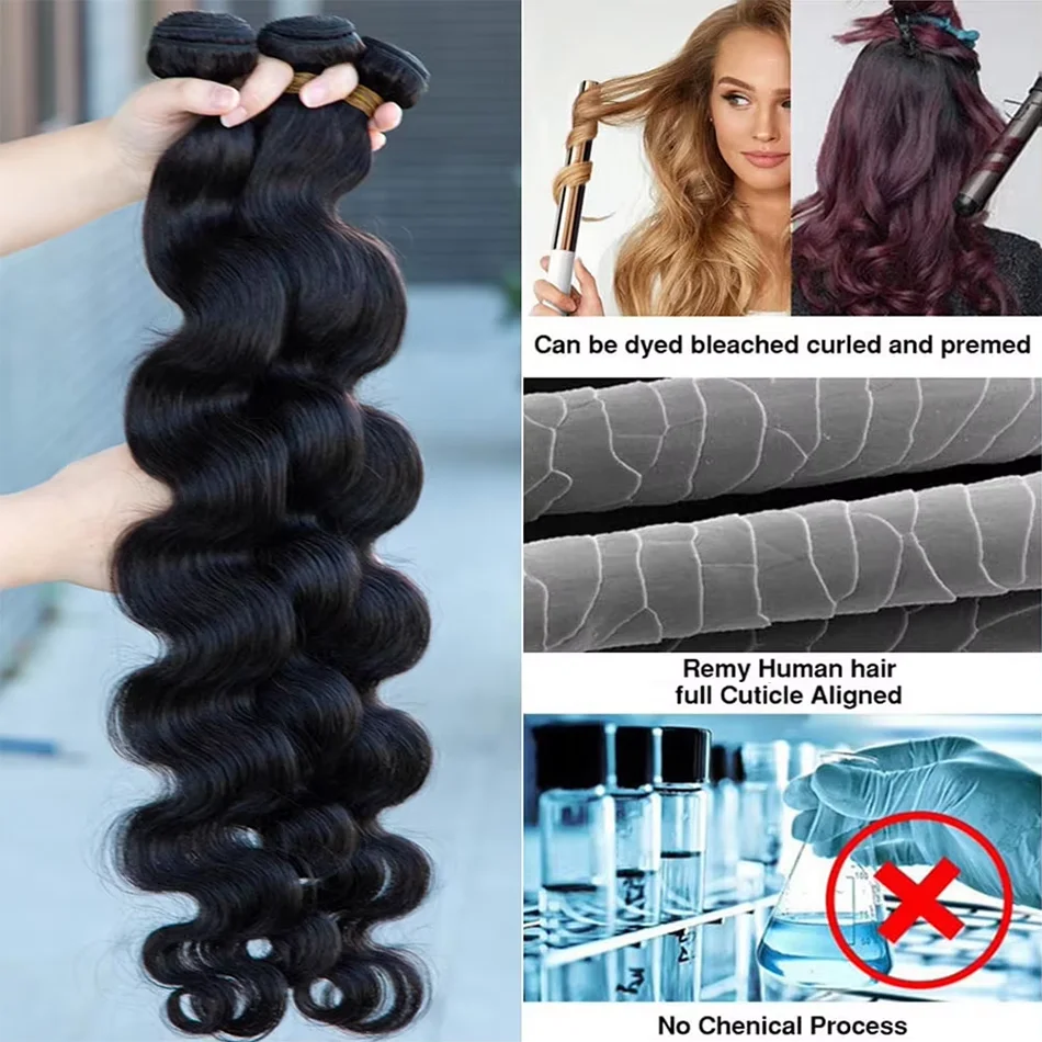 Rosabeauty 30/40 Pulgadas Onda Cuerpo 2/3/4/5 Paquetes, Cabello Brasileño Remy Sin Procesar, Doble Drawn 3