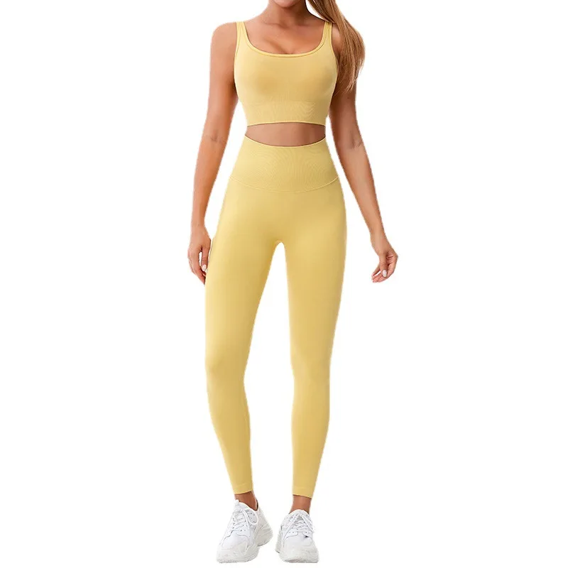 Seamless Women's Sportswear Yoga Set Workout Clothes Athletic Wear Sports Gym Legging Fitness Bra Top Short Sleeve Yoga Suits