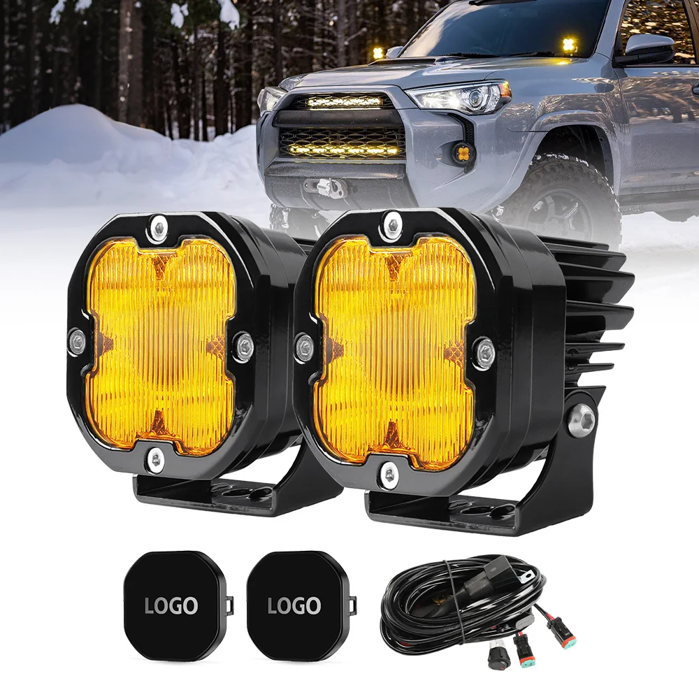 

Водонепроницаемая светодиодная противотуманная фара IP68, 3 дюйма, квадратная, с рассеянным лучом, для внедорожного бампера Toyota Tacoma, 12В, замена противотуманной лампы