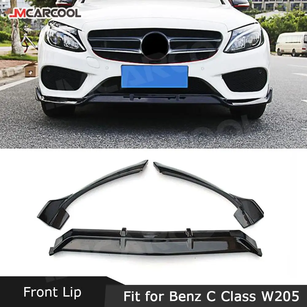 

Carbon Fiber For Mercedes Benz C Class W205 Sport 2014-2018 Car Front Bumper Lip Spoiler Splitters ABS Gloss Black Head Protect