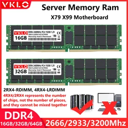 DDR4 16GB 32GB 64GB Server Memory Ram 2133 2400 2666 2933 3200Mhz PC4 19200 21300 25600 1.2V 288Pin REG ECC Memoria Ram X79 X99