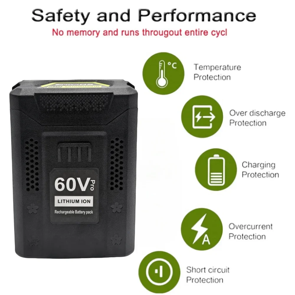 8000mAh 60V High Capacity Lithium Battery Replacement for Greenworks Lawn Mower Chainsaw Hedge Trimmer Tools