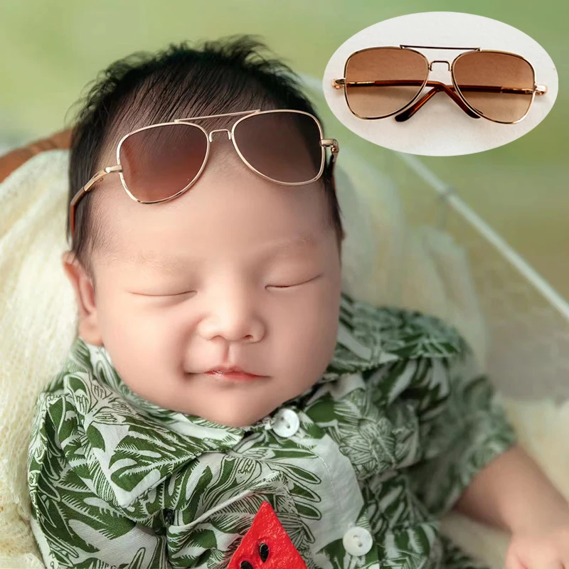 Kacamata bayi aksesori fotografi baru lahir kacamata datar bayi perempuan anak laki-laki properti foto kacamata berbentuk hati balita Studio Shoot