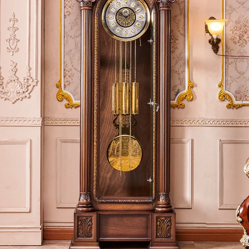 Mechanical floor clock, villa vertical living room clock Chinese retro, pendulum clock classical