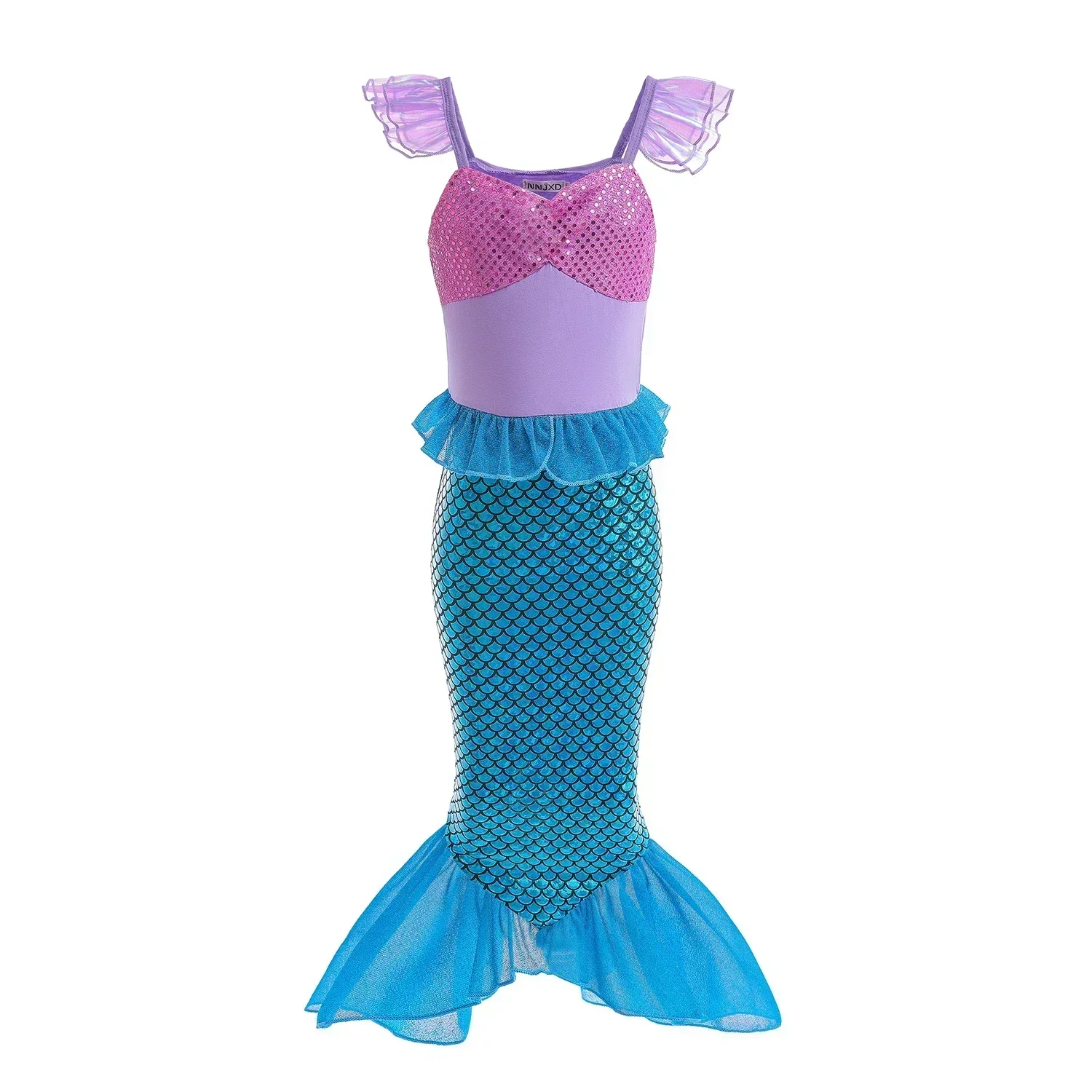 New Little Mermaid Ariel Princess Dress For Girls Short Sleeve Tulle Cosplay Costume Children Carnival Birthday Party Clothes