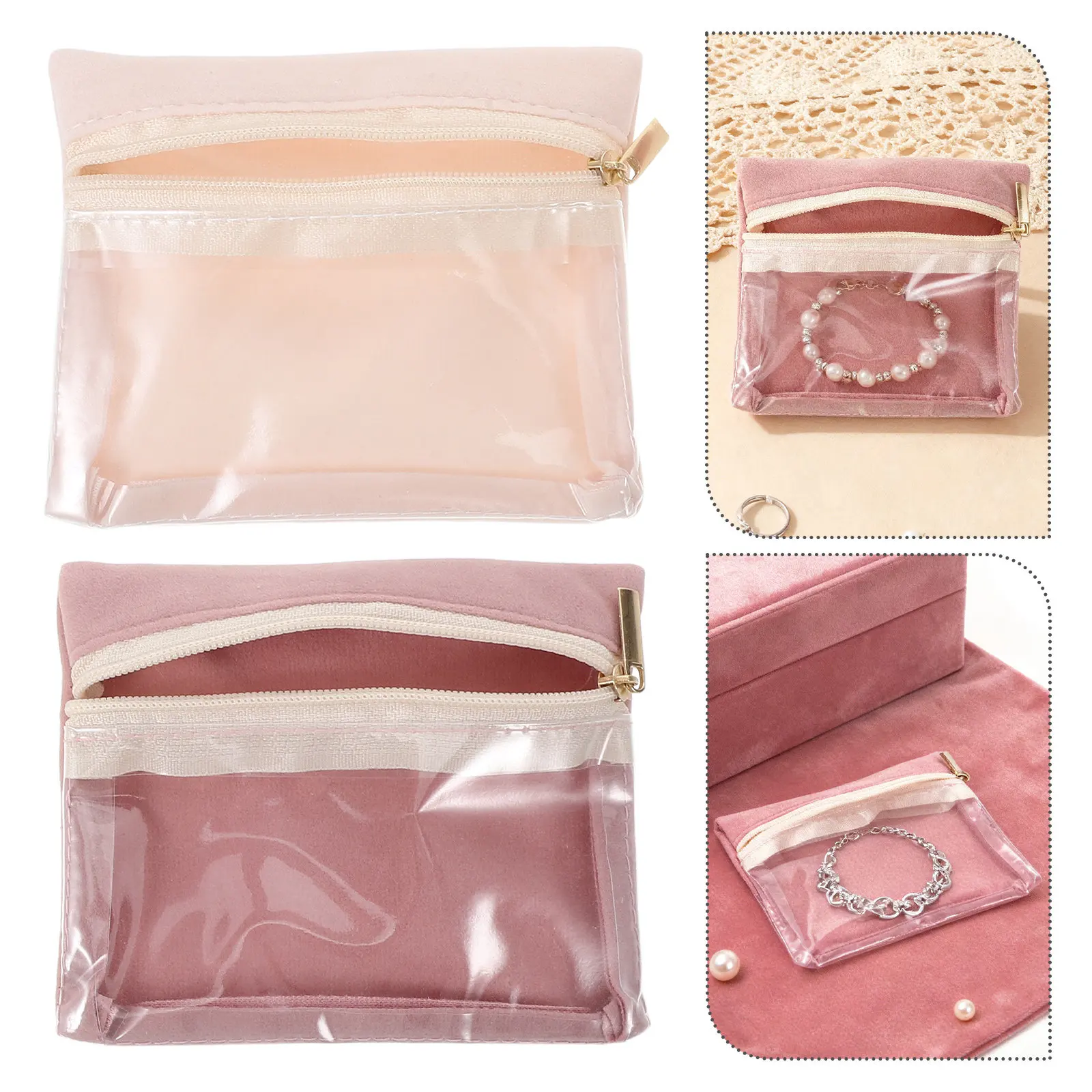 

10Pcs Jewelry Organizer Pouches Portable Soft Travel Storage Bags Necklace Ring Earring Cases Mini Zippered Clear Jewelry
