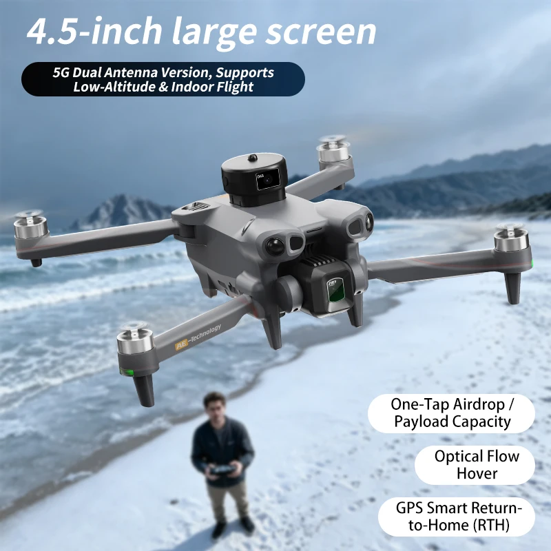 AERC AE51 Drone GPS WIFI FPV ESC 1080P HD Dual Camera 360° Obstacle Avoidance Smart Follow Airdrop Quadcopter 4.5" Screen - view 4
