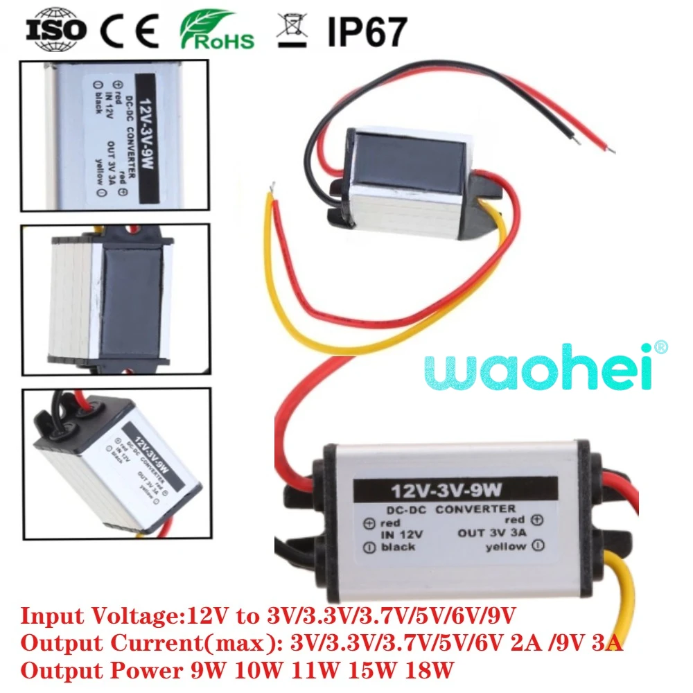 

12V To 3V 3.3V 3.7V 5V 6V 9V 3A DC TO DC Buck Step-Down Converter Voltage Regulator Reducer Output Power Supply Module For Car