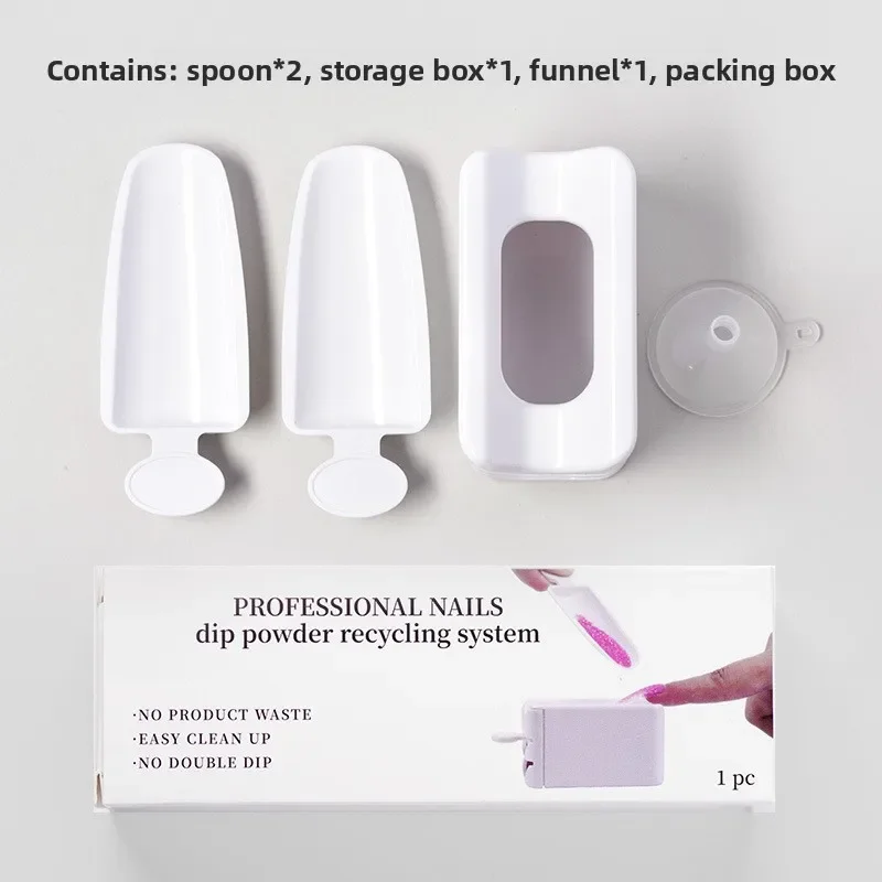 1 個ネイルアートパウダーリサイクルボックスフレンチグリッターリサイクルボックスポータブル浸漬パウダーマイクロドリルパウダーオーガナイザーネイルツール