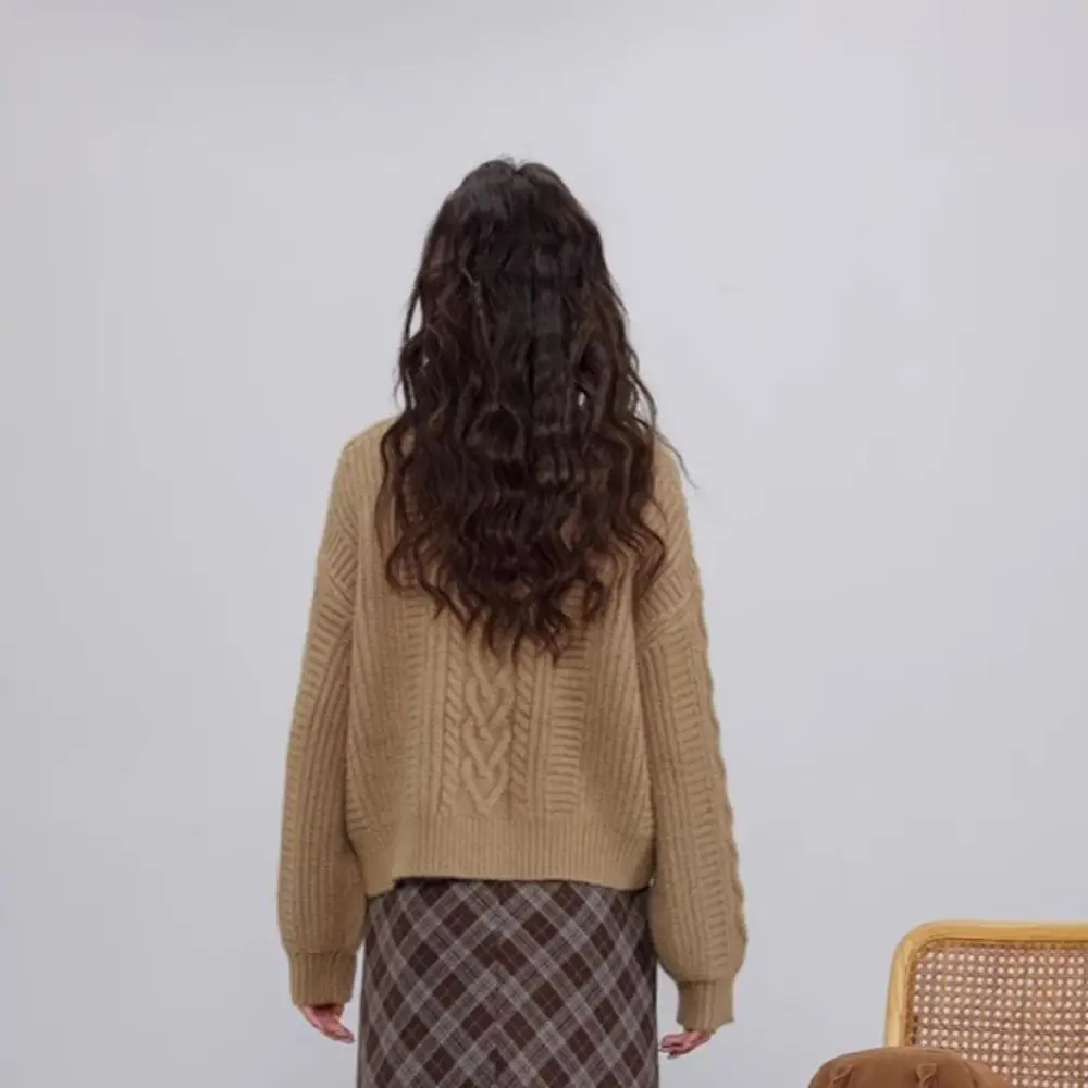 

Korean Style Long Sleeve Crochet Sweaters Autumn Spring Loose Sweet Knitwear Ladies Tops Preppy Style Cardigans Women Y2K Female