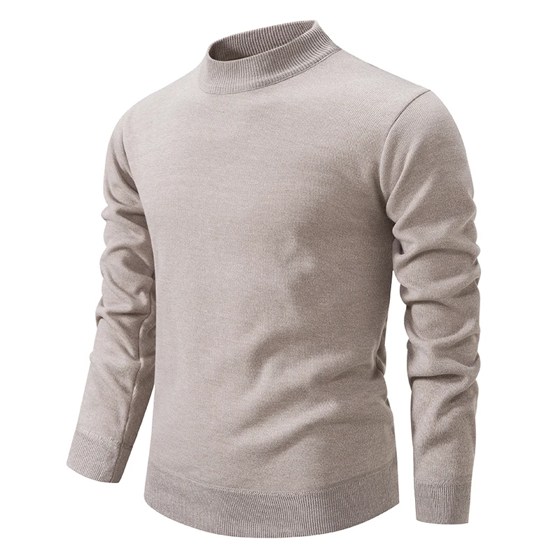 2023 Autumn/Winter New Thickened Pullover Half High Neck Fashion Solid Fit Long Sleeve Sweater Warm Brand Men's Clothing