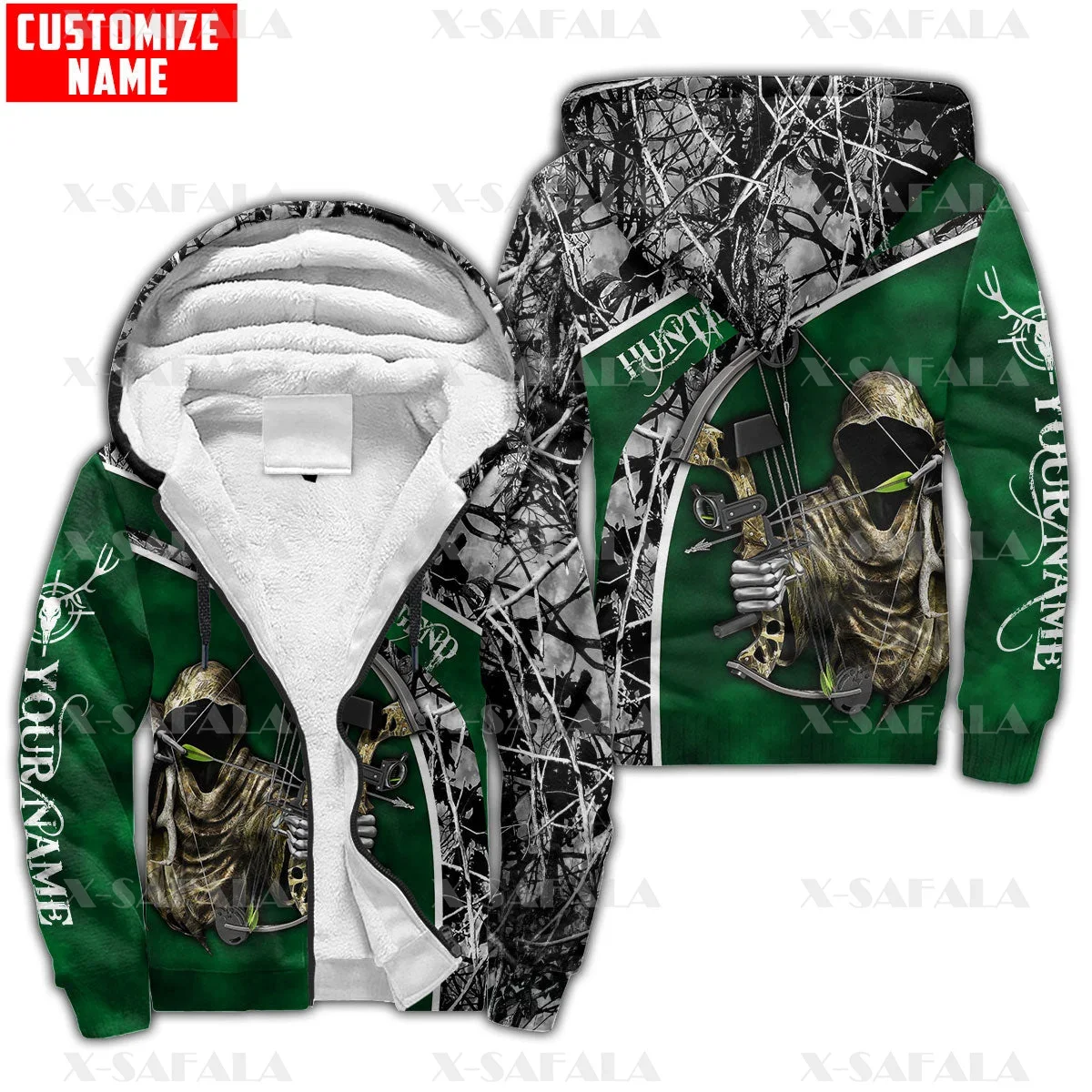 Hunter Deer Hunting Season Lengend 3D Print  Man Women Harajuku Outwear Zipper Thicker Winter Warm Fleece Jacket-1