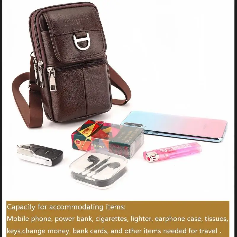 Herren-Leder-Gürteltasche - Große Kapazität Handy-Gürteltasche - Outdoor-Arbeitsrucksack, Sport-Wandertasche Tragbare Umhängetasche – Detail 7